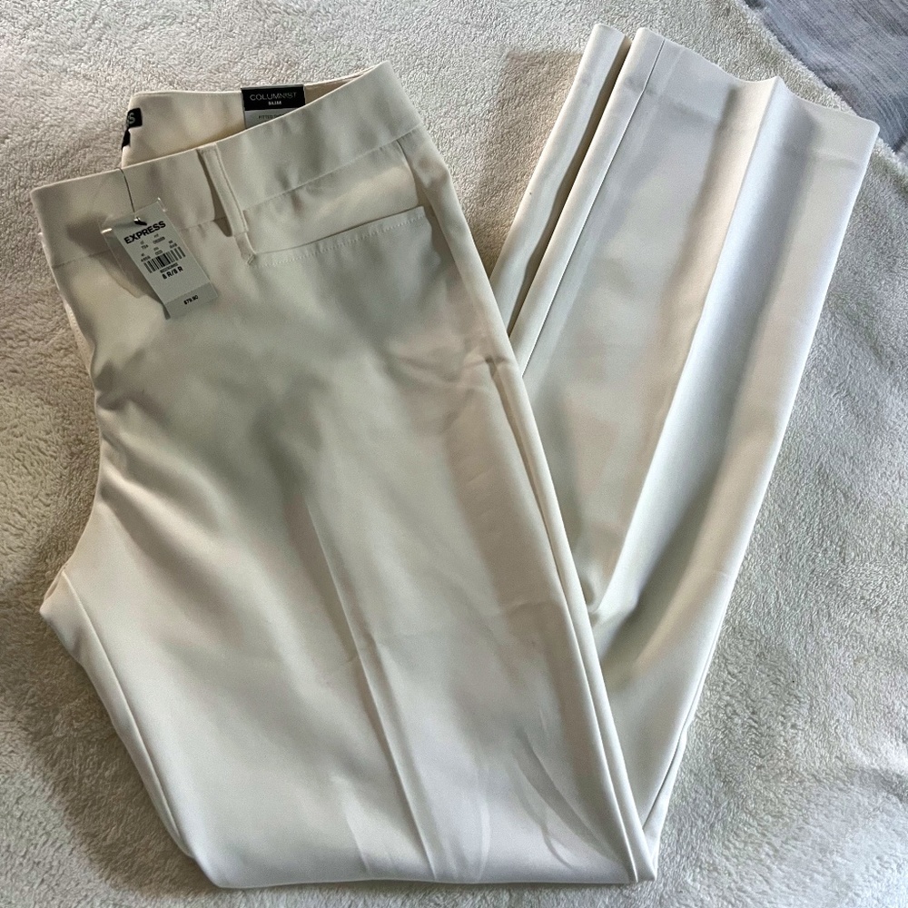 Express Columnist Slim Fit Trouser/Pants- White- 8R- NWT